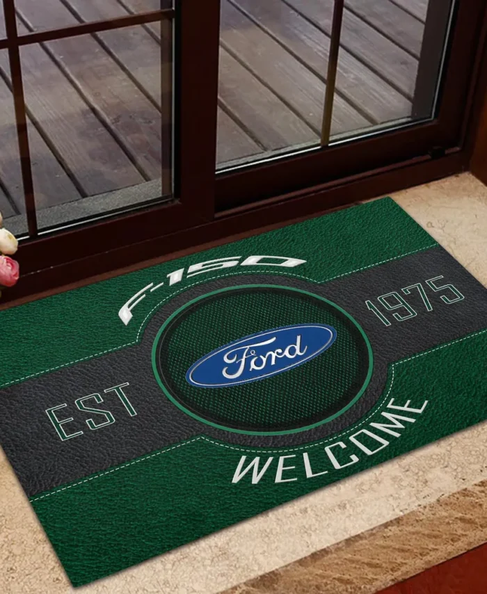 Modern Automobile Doormat, Durable Auto-Inspired Rug for Garage or Home Entry CAR169 - Green