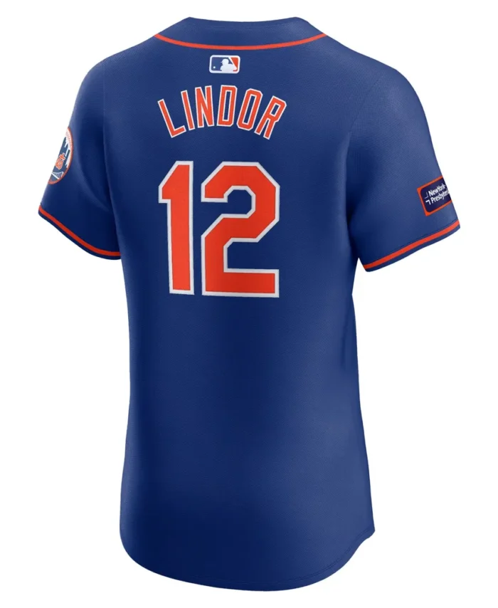 Francisco Lindor New York Mets Alternate Elite Sponsor Patch Player Jersey - Royal