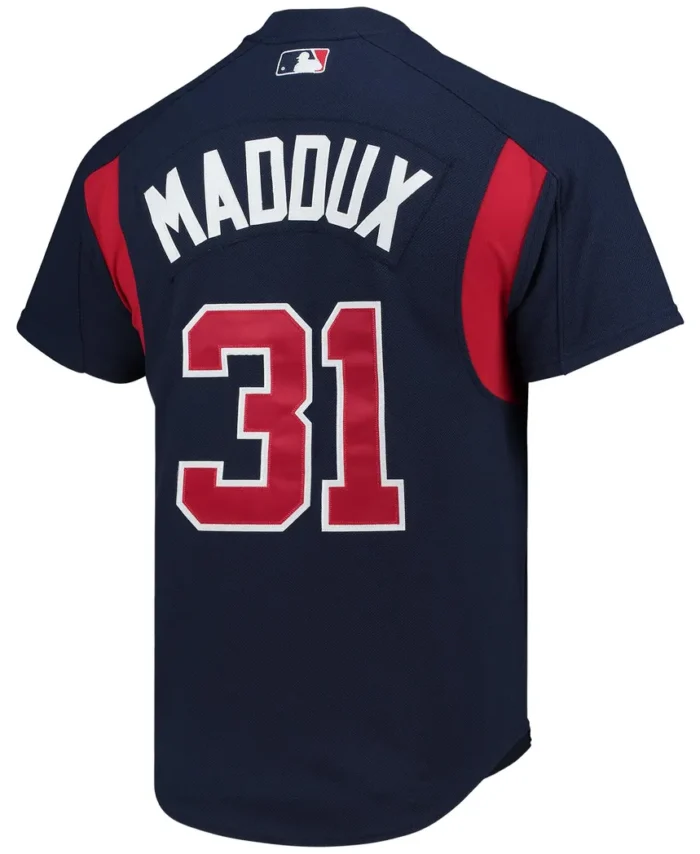 Greg Maddux Atlanta Braves Mitchell Ness Cooperstown Collection Mesh Batting Practice Button-Up Jersey - Navy