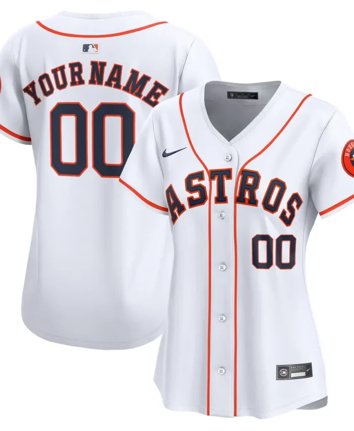 Houston Astros Women Home Limited Custom Jersey - White