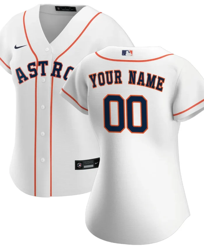 Houston Astros Women Home Replica Custom Jersey - White