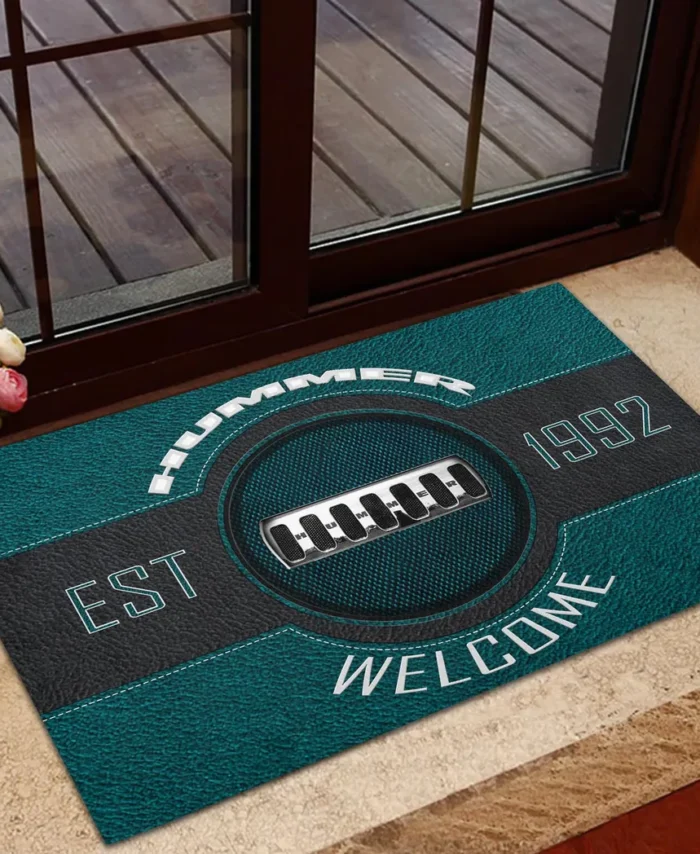 All-Terrain Truck Doormat, Durable Auto-Inspired Rug for Garage or Home Entry CAR169 - Cyan