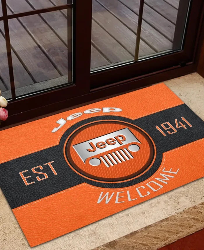 Compact Off-Road Vehicle Doormat, Durable Auto-Inspired Rug for Garage or Home Entry CAR169 - Orange