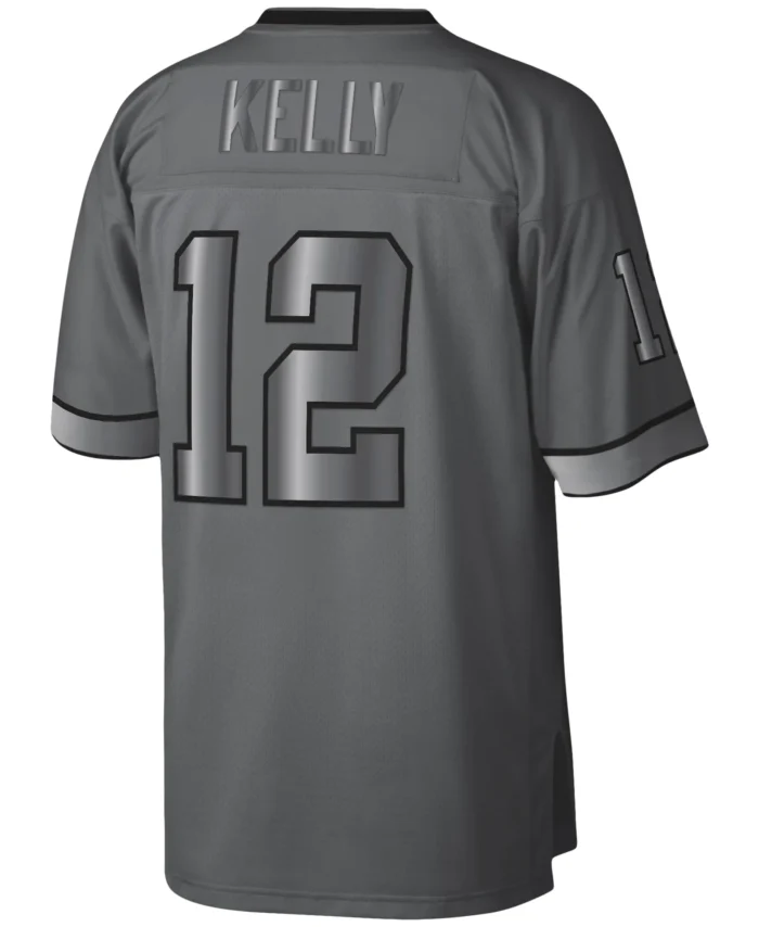 Jim Kelly Buffalo Bills Mitchell & Ness 1990 Retired Player Metal Legacy Jersey - Charcoal