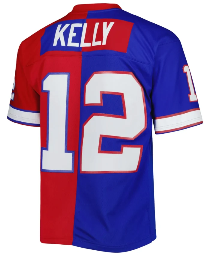 Jim Kelly Buffalo Bills Mitchell & Ness 1990 Split Legacy Replica Jersey - Royal/Red