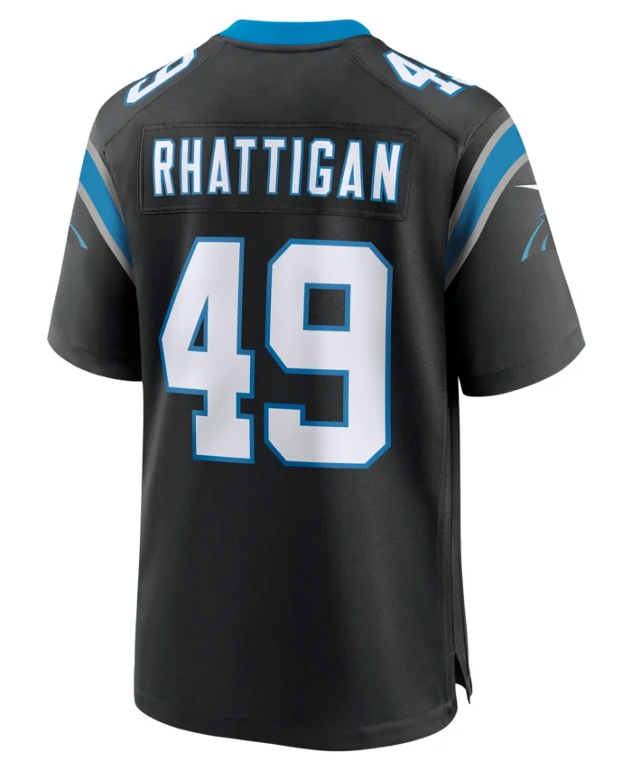 Jon Rhattigan Carolina Panthers  Game Jersey -  Black