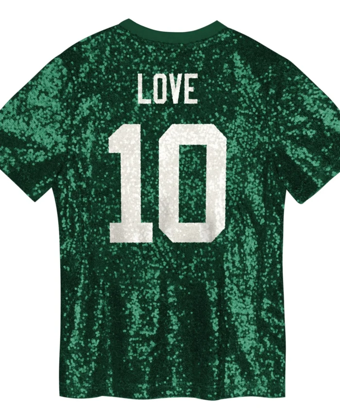 Jordan Love Green Bay Packers Girls Youth Sequin V-Neck Fashion Jersey - Green