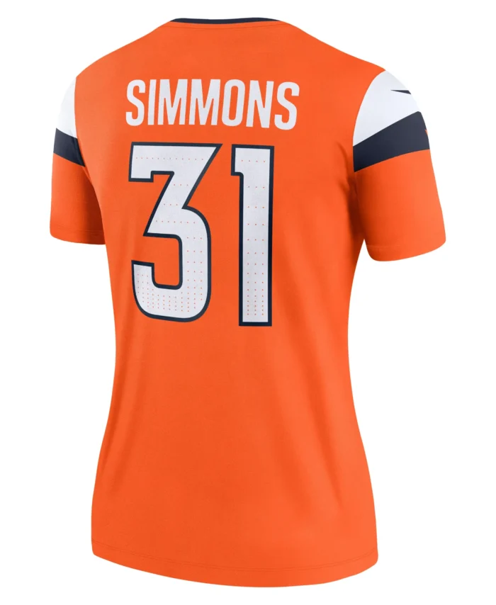Justin Simmons Denver Broncos Women's Team Legend Player Performance Top -  Orange