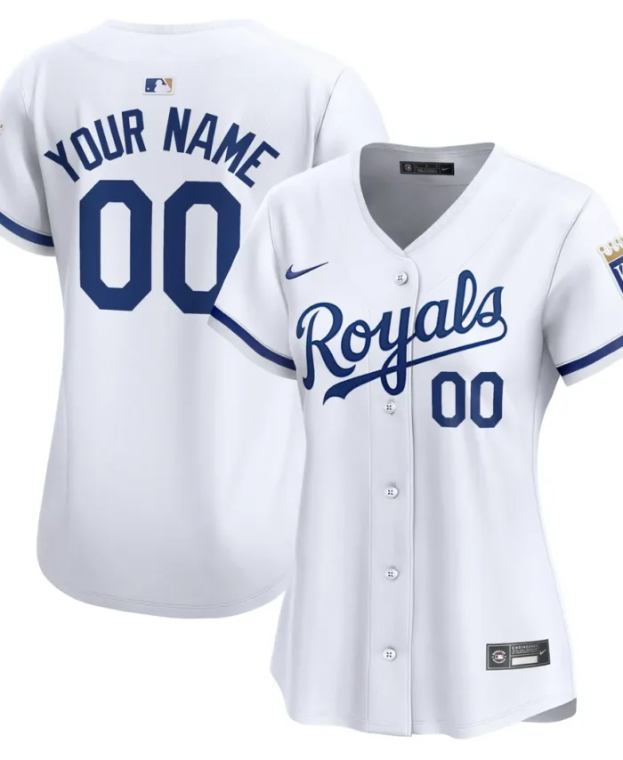 Kansas City Royals Women Home Limited Custom Jersey - White