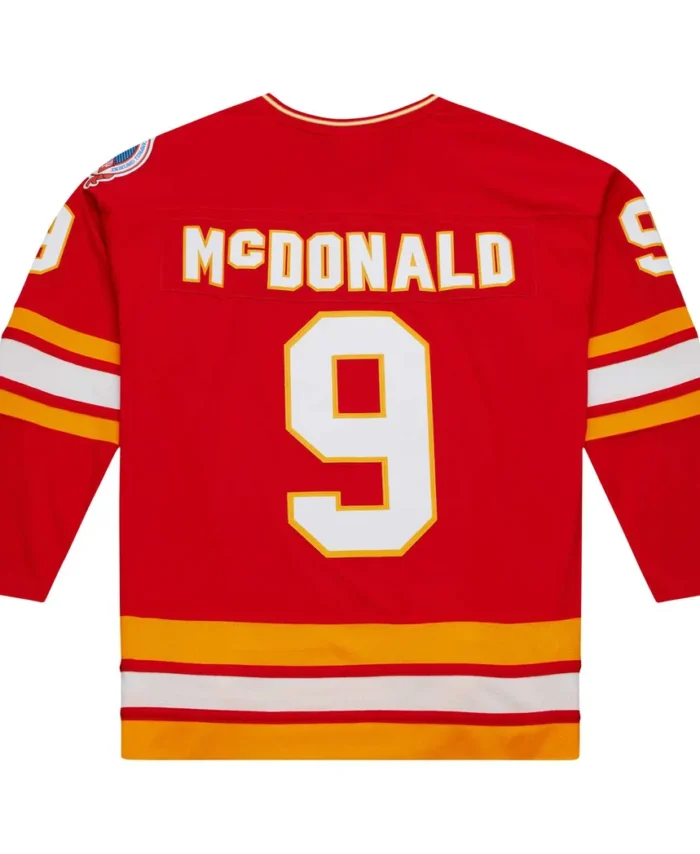 Lanny McDonald Calgary Flames Mitchell Ness Captain Patch 1988/89 Blue Line Player Jersey - Red