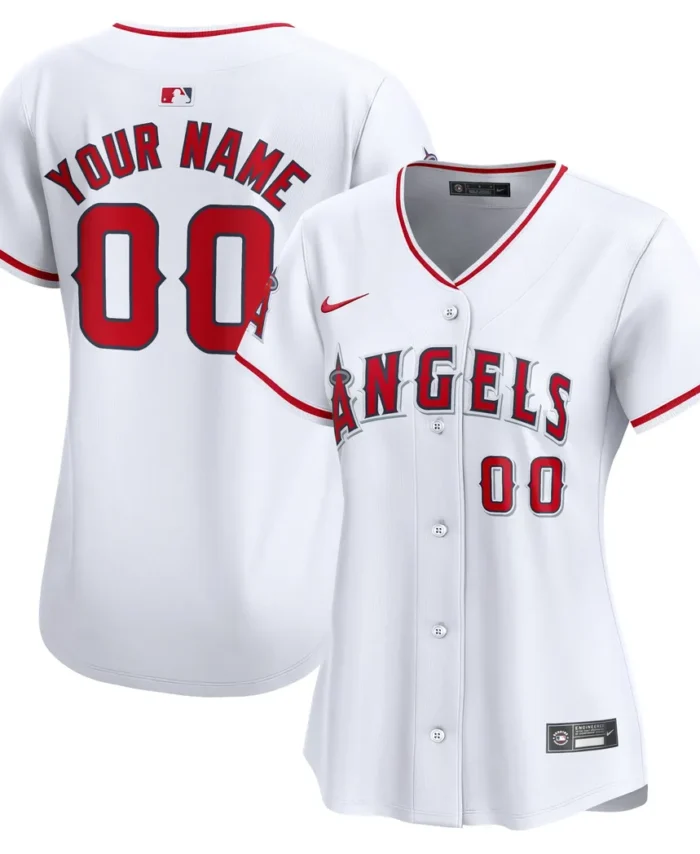 Los Angeles Angels Women Home Limited Custom Jersey - White