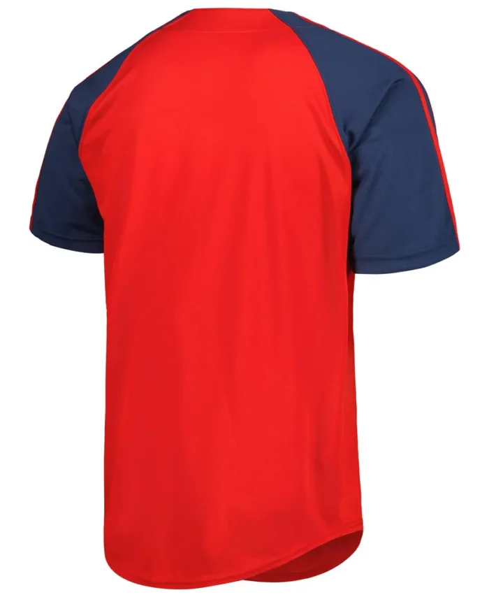Los Angeles Angels Stitches Button-Down Raglan Fashion Jersey - Red
