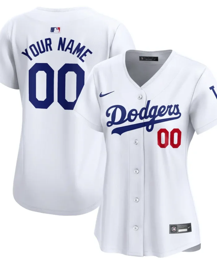 Los Angeles Dodgers Women Home Limited Custom Jersey - White
