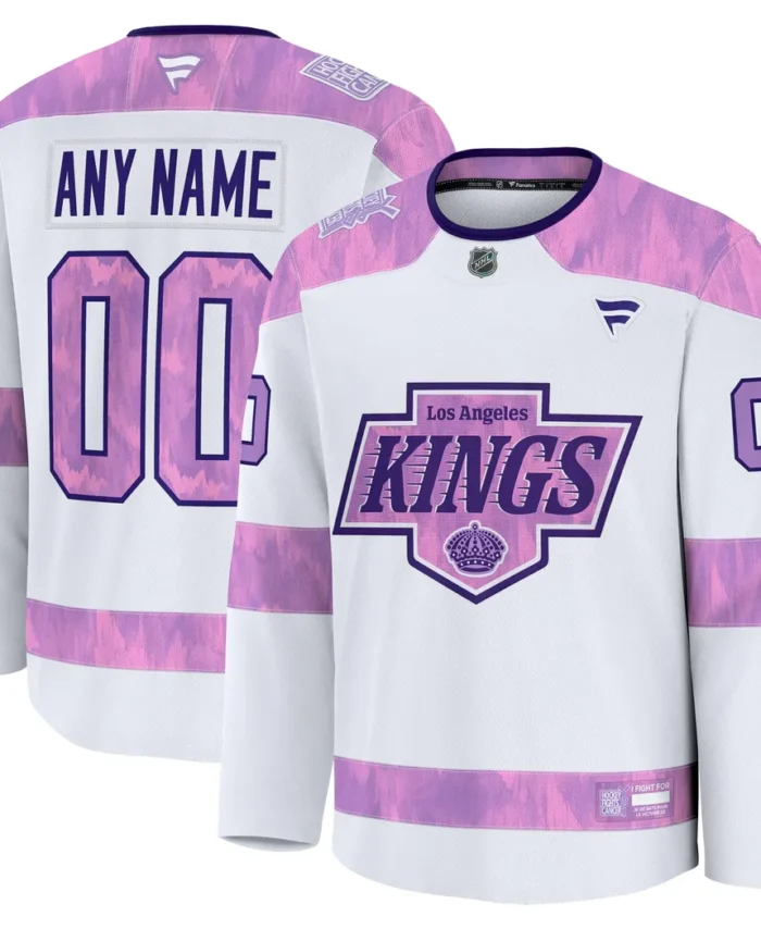Los Angeles Kings Fanatics 2024 Hockey Fights Cancer Custom Practice Jersey - White