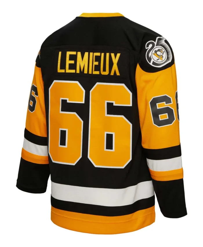 Mario Lemieux Pittsburgh Penguins Mitchell Ness Big Tall 1991 Captain Patch Blue Line Player Jersey - Black