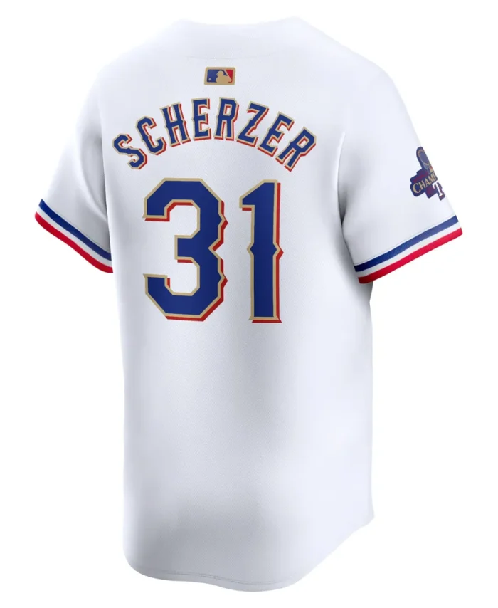 Max Scherzer Texas Rangers 2024 Gold Collection Limited Player Jersey White