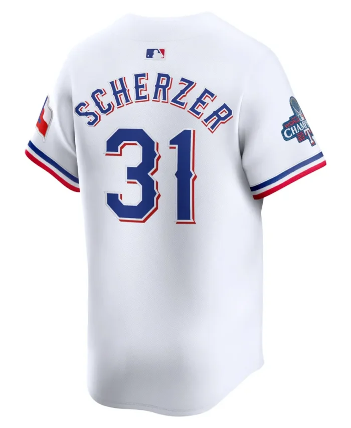 Max Scherzer Texas Rangers Home 2023 World Series Champions Limited Jersey - White
