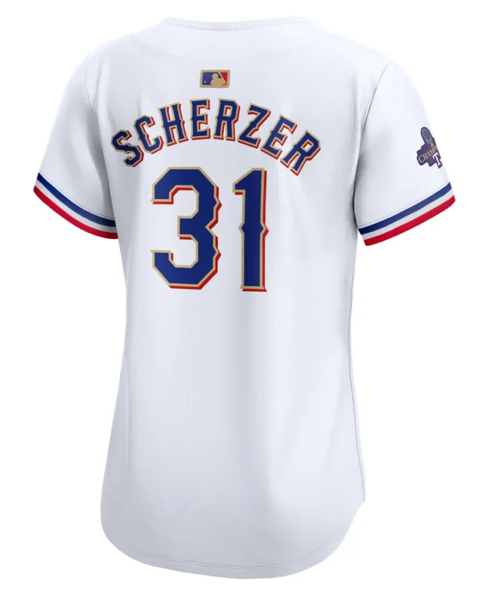 Max Scherzer Texas Rangers Women 2024 Gold Collection Limited Player Jersey- White