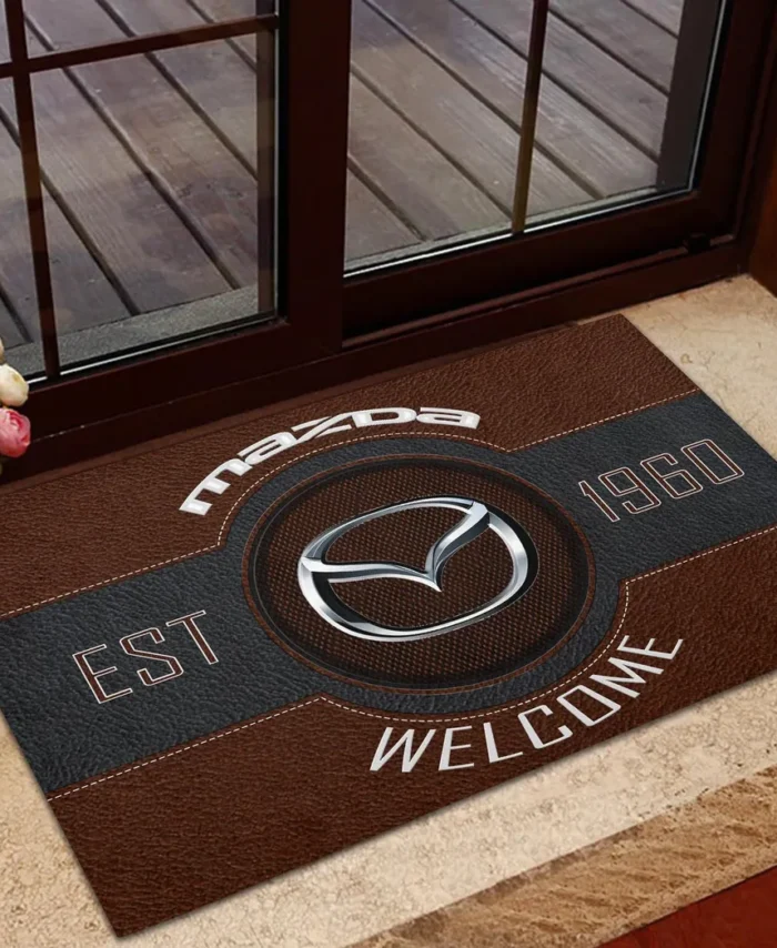 Sport Hatchback Doormat, Durable Auto-Inspired Rug for Garage or Home Entry CAR169 - Brown