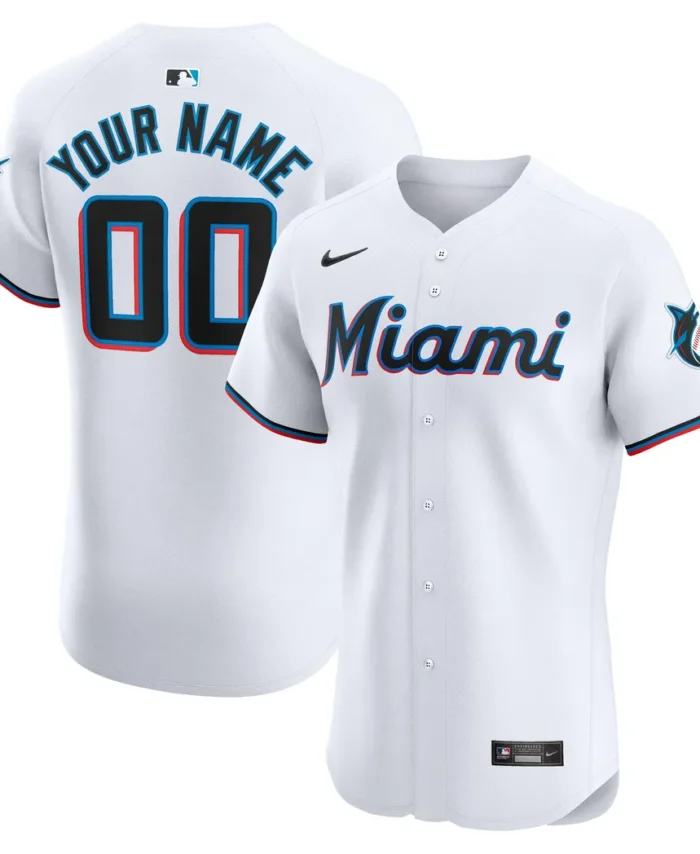 Miami Marlins Home Elite Custom Jersey - White