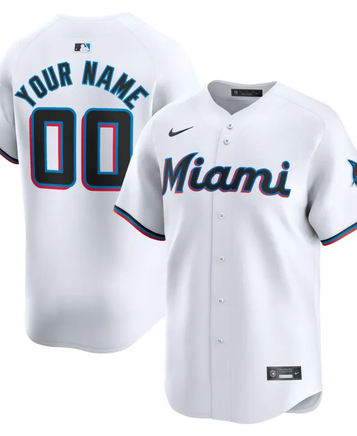 Miami Marlins Home Limited Custom Jersey - White