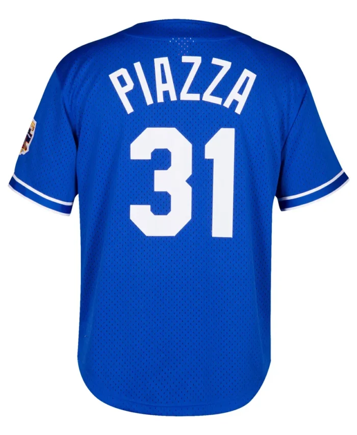 Mike Piazza Los Angeles Dodgers Mitchell - Ness Cooperstown Collection Mesh Batting Practice Button-Up Jersey - Royal