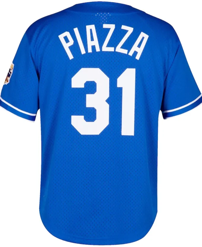Mike Piazza Los Angeles Dodgers Mitchell Ness Big  Tall Cooperstown Collection Mesh Button-Up Jersey- Royal