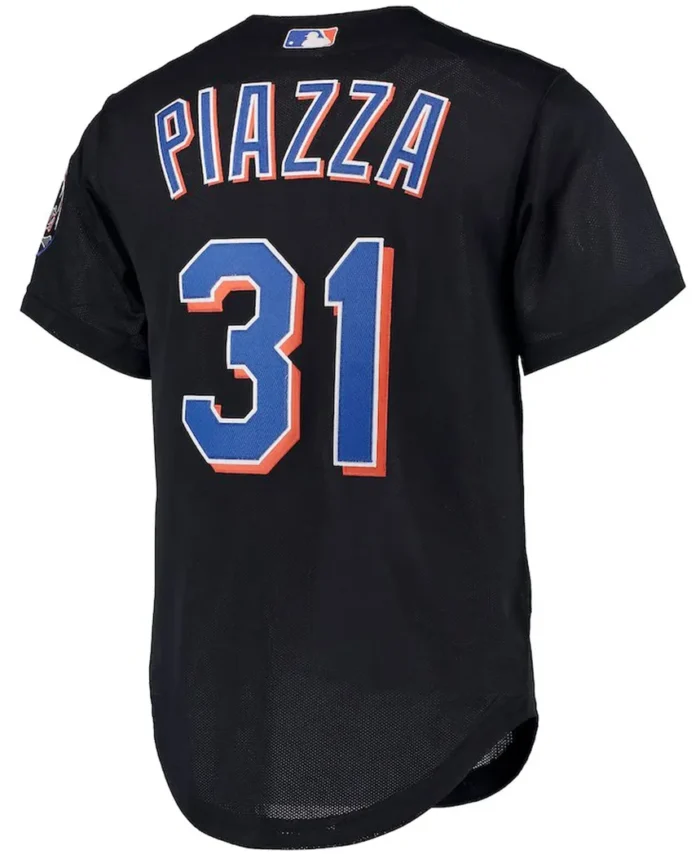 Mike Piazza New York Mets Mitchell Ness Big Tall Cooperstown Collection Mesh Button-Up Jersey- Black