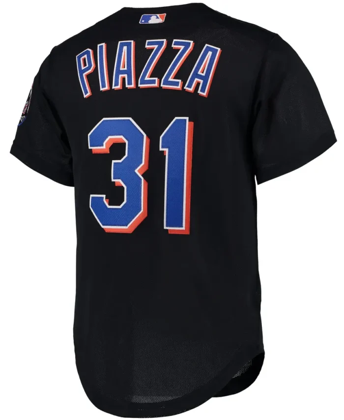 Mike Piazza New York Mets Mitchell Ness Cooperstown Collection Mesh Batting Practice Button-Up Jersey - Black