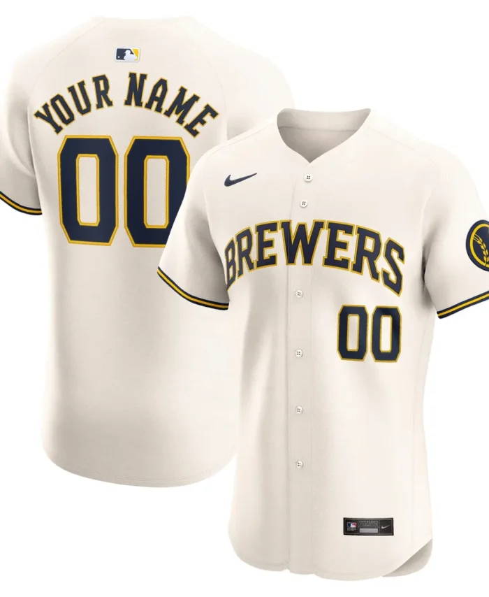 Milwaukee Brewers Home Elite Custom Jersey - Cream