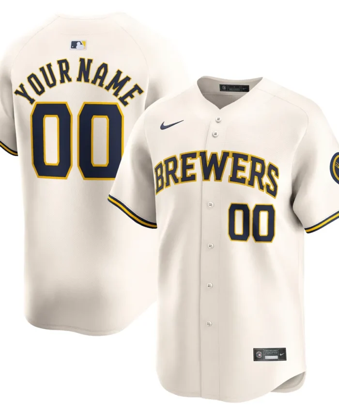 Milwaukee Brewers Home Limited Custom Jersey - Cream