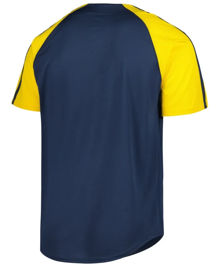 Milwaukee Brewers Stitches Button-Down Raglan Fashion Jersey - Navy