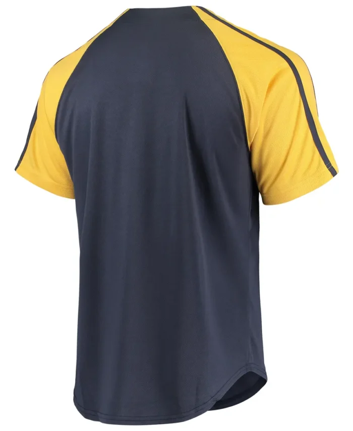 Milwaukee Brewers Stitches Button-Down Raglan Replica Jersey - Navy