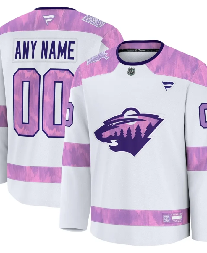 Minnesota Wild Fanatics 2024 Hockey Fights Cancer Custom Practice Jersey - White