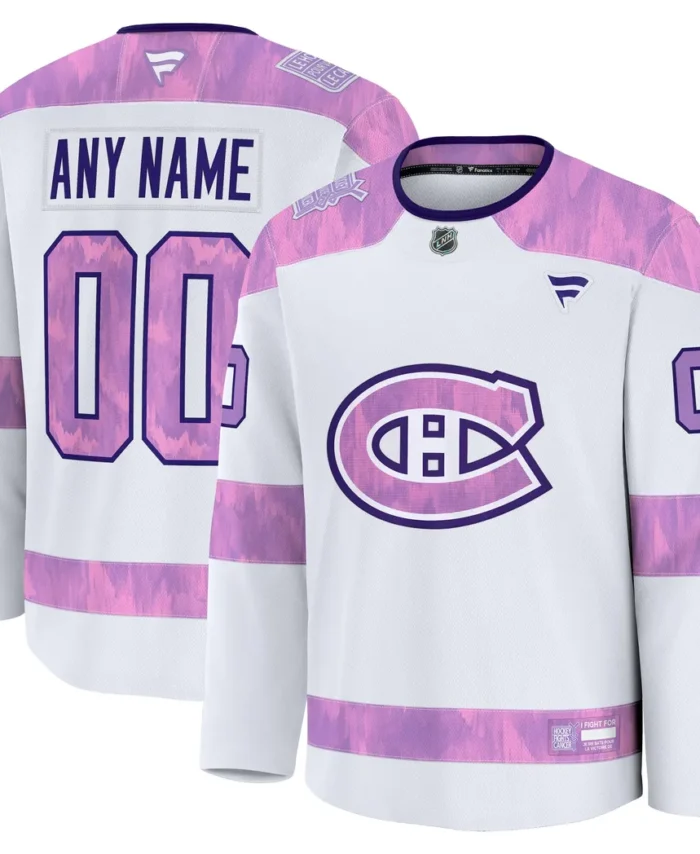 Montreal Canadiens Fanatics 2024 Hockey Fights Cancer Custom Practice Jersey - White