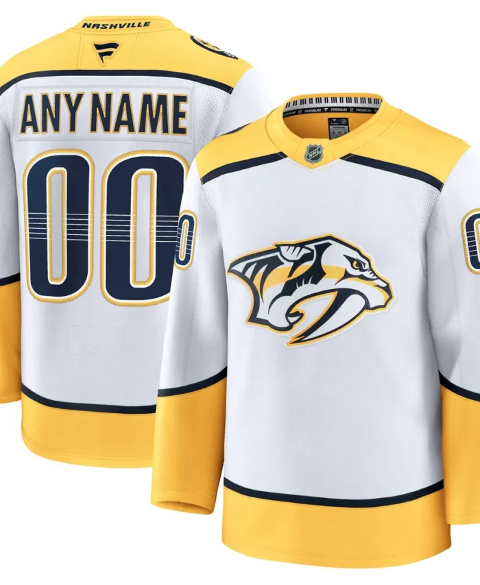 Nashville Predators Fanatics Away Premium Custom Jersey - White