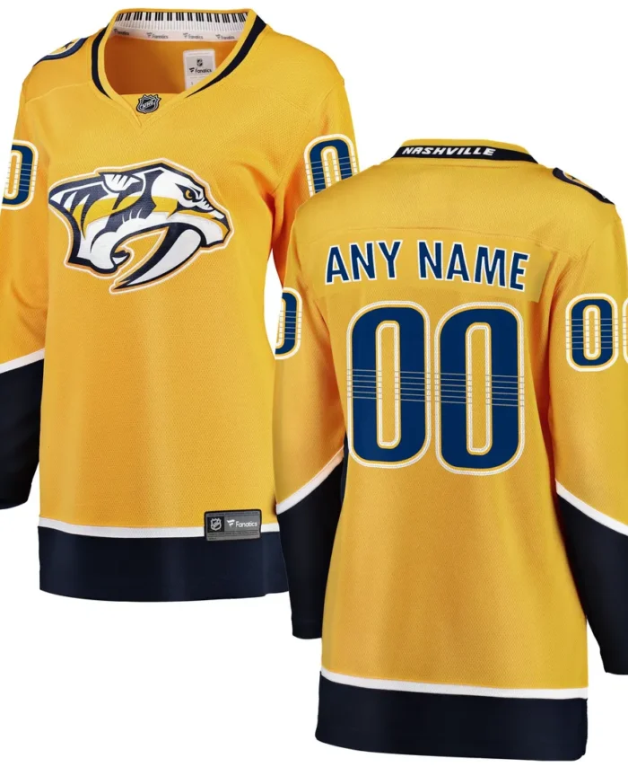Nashville Predators Fanatics Women Home Breakaway Custom Jersey - Yellow