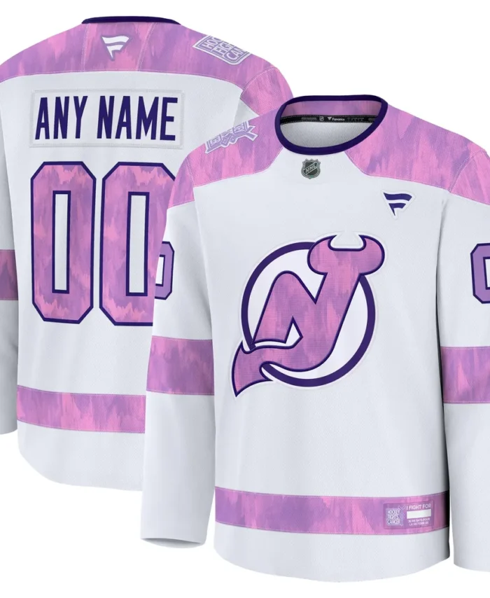 New Jersey Devils Fanatics 2024 Hockey Fights Cancer Custom Practice Jersey - White