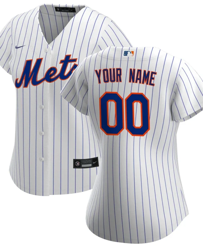 New York Mets Women Home Replica Custom Jersey - White
