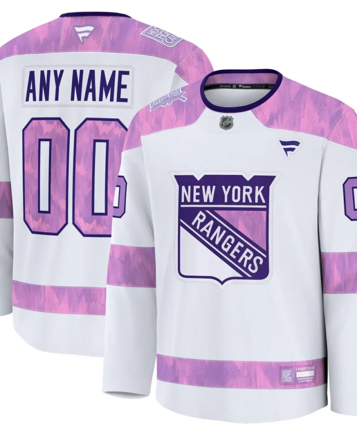 New York Rangers Fanatics 2024 Hockey Fights Cancer Custom Practice Jersey - White