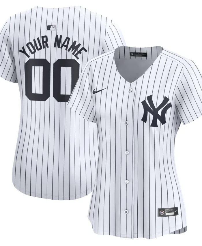 New York Yankees Women Home Limited Custom Jersey- White