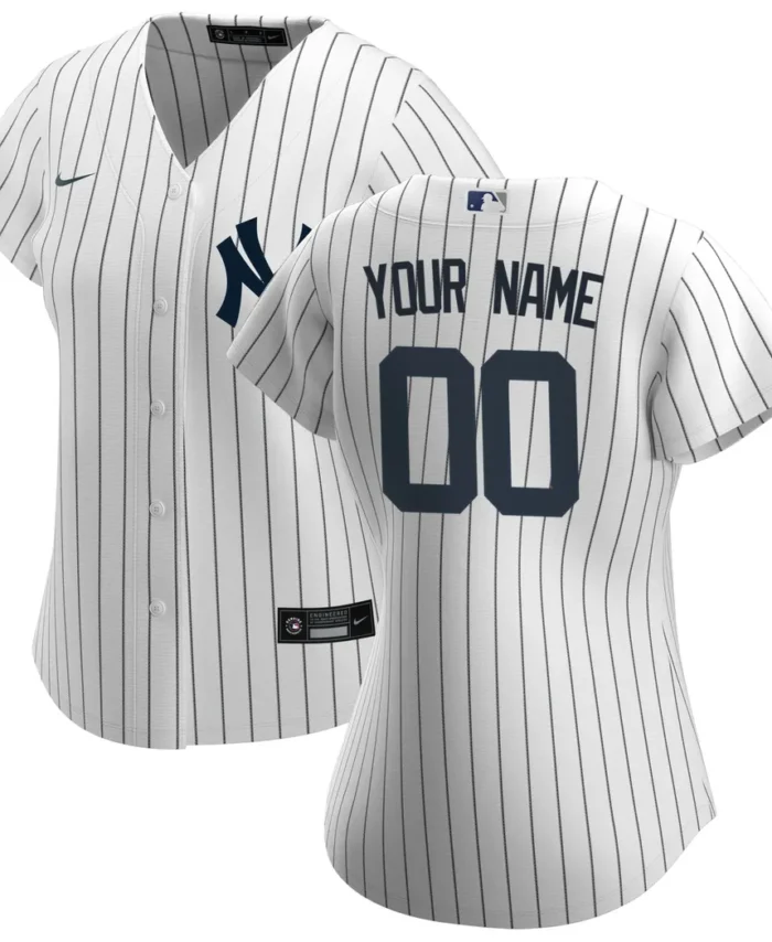 New York Yankees Women Home Replica Custom Jersey- White