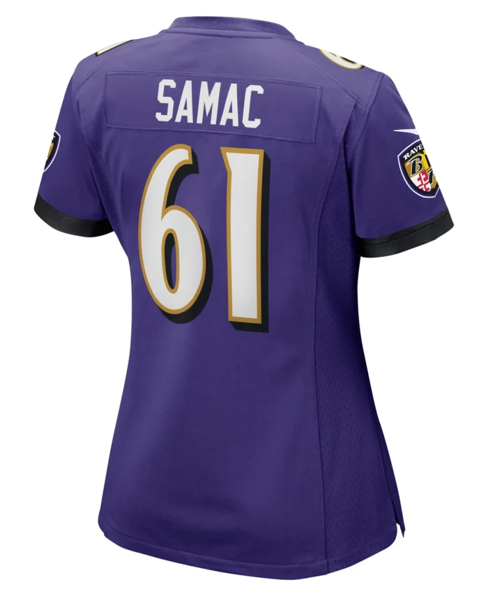 Nick Samac Baltimore Ravens Women's  Game Jersey -  Purple