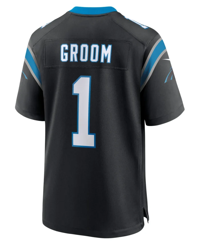 Number 1 Groom Carolina Panthers Game Jersey - Black