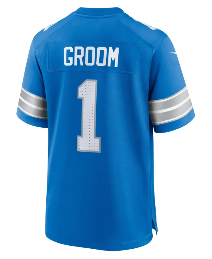 Number 1 Groom Detroit Lions Game Jersey - Blue