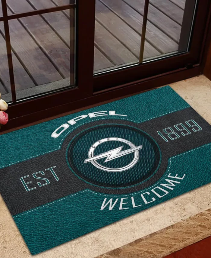 Mid-Size Auto Doormat, Durable Auto-Inspired Rug for Garage or Home Entry CAR169 - Cyan