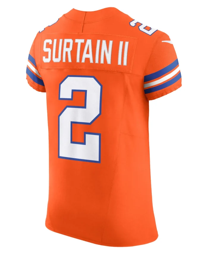 Patrick Surtain II Denver Broncos Alternate Mile High Collection 1977 Throwback Vapor F.U.S.E. Elite Jersey - Orange