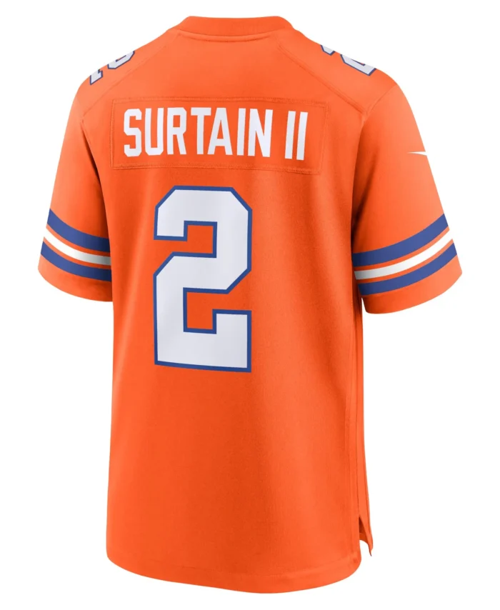 Patrick Surtain II Denver Broncos Mile High Collection 1977 Throwback Player Game Jersey - Orange