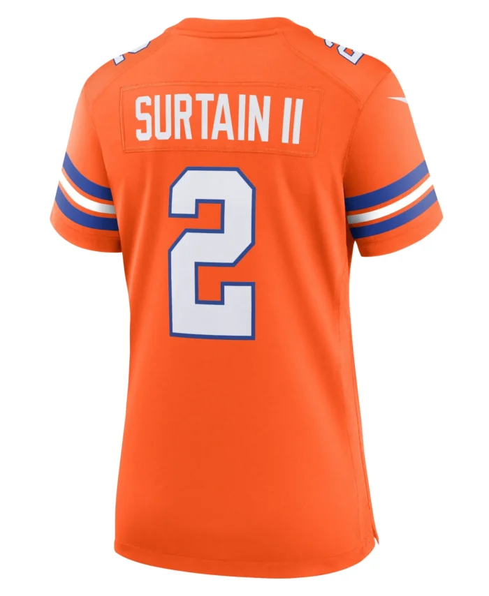 Patrick Surtain II Denver Broncos Women's Mile High Collection 1977 Throwback Player Game Jersey - Orange