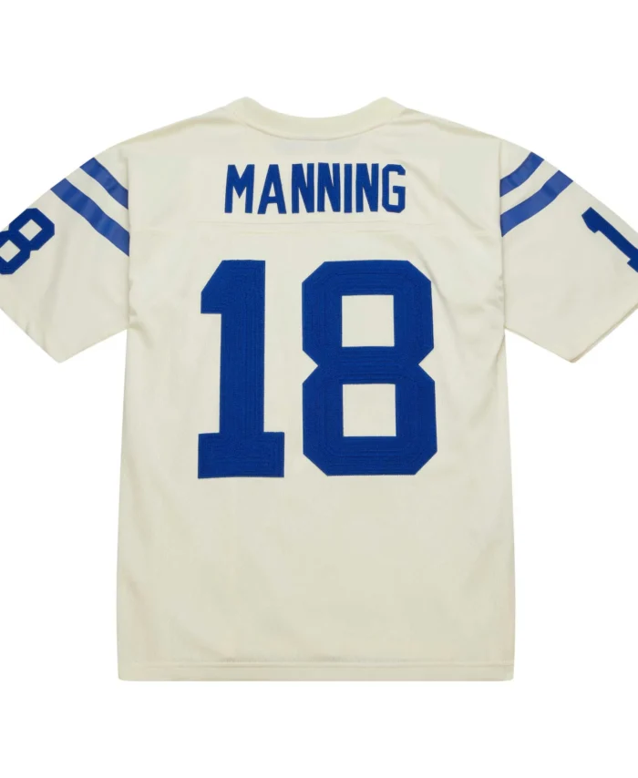 Peyton Manning Indianapolis Colts Mitchell & Ness Chainstitch Legacy Jersey - Cream